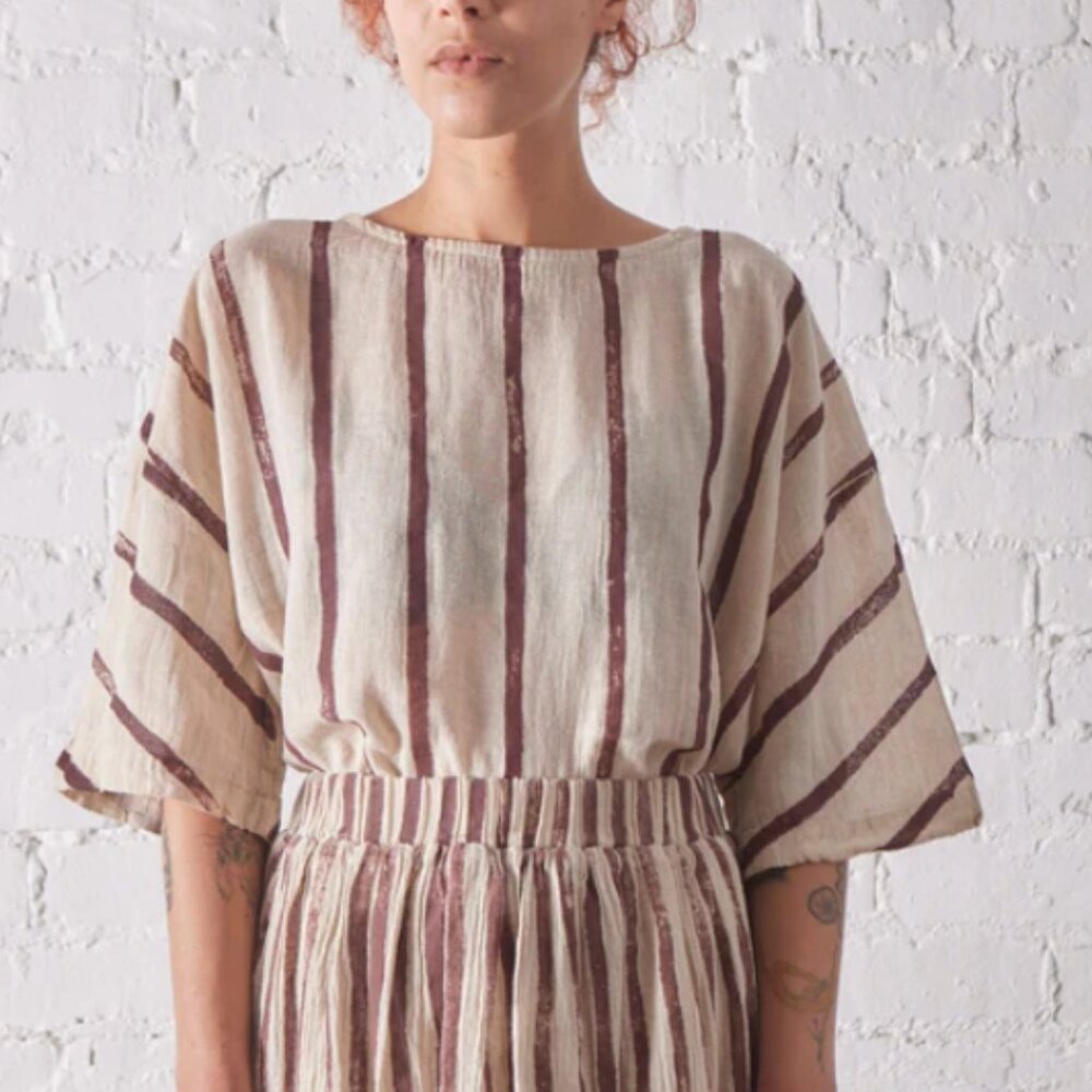 Black Crane Crew Top, Striped